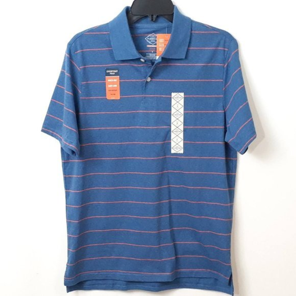 St. John's Bay Polo Shirt  Small  Blue And Red Short Sleeve New W/ Tags #B11